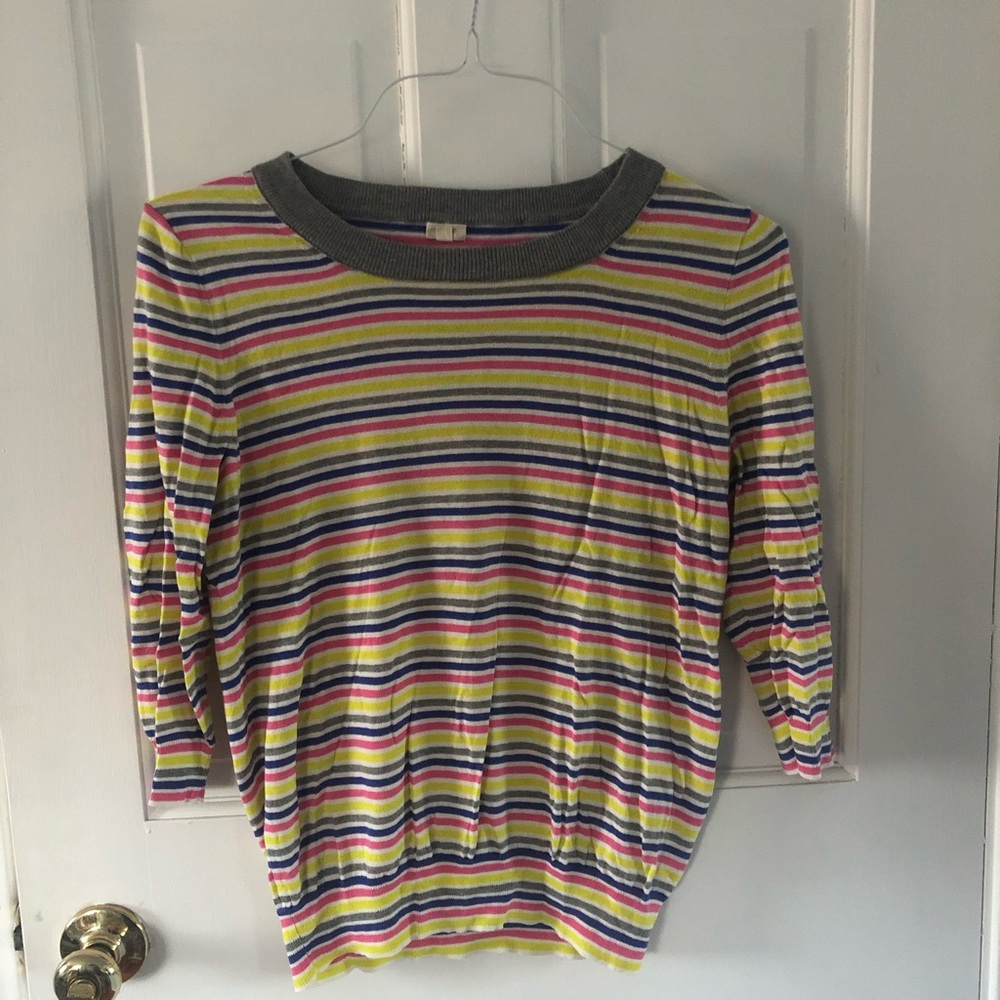 Jcrew stripe sweater 3/4 sleeves small